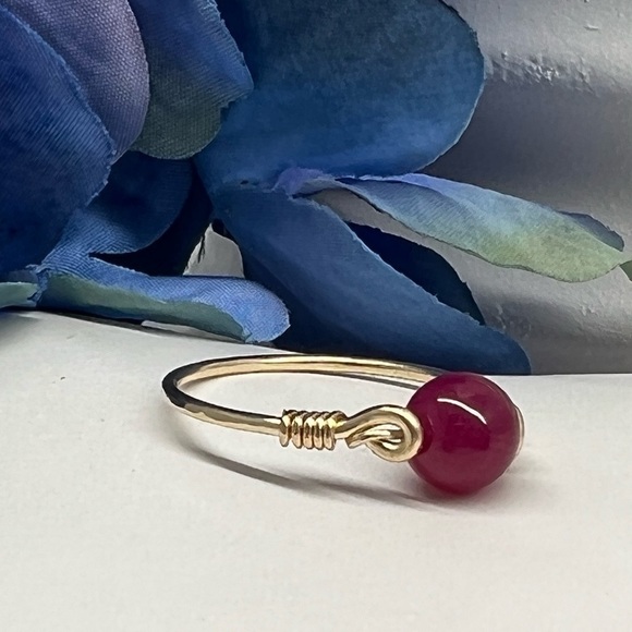 Genuine Ruby 14K Gold Filled Wire Wrapped Ring - Picture 7 of 15